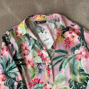 Zara Tropical Print Blouse